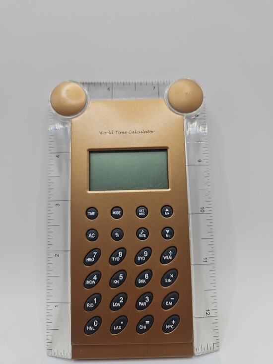 Texas Instruments Other - 1980s-90s Gold Tone World Time Calculator Ruler - Nyc Lon HKG Retro VTG Untested